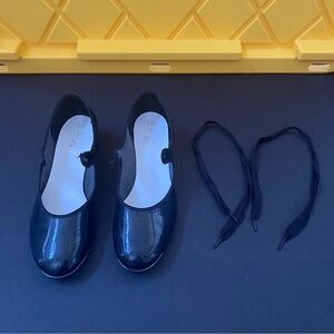 Spotlights Women’s Black Tap Shoes with Ribbons Dance Shoes